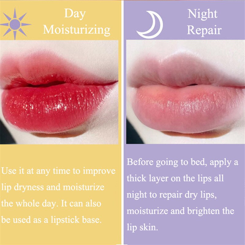 Beyprern 1Pcs Unisex Honey Lip Oil Fade Lip Line Natural Moisturizing Anti-wrinkle Lip Care Mask Anti-cracking Smooth Lips Sleep Lip Balm