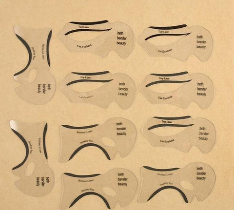 Beyprern 10pcs Cat Smokey Eyeliner Stencil Eye Shadow Guide Makeup Simple Tool Set