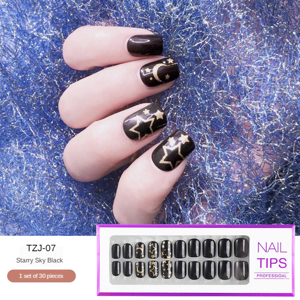 24/30Pcs/Set Reusable False Nail Tips Set Full Cover Shiny Matte Nail Tips With Designs Press On Nails Art Fake Extension Tips