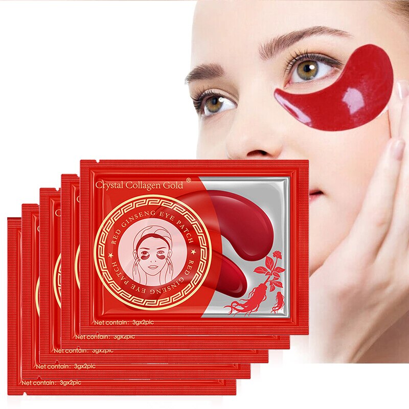 Beyprern 10Pcs Crystal Collagen Gold Eye Mask Anti-Aging Dark Circle Acne Beauty Patches Skin Care Korean Cosmetics Red Ginseng Eye Patch