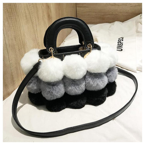 Winter Faux Fur Luxury New Ladies Cute Tote Bag Women Designer Handbag Hair Ball Shoulder Messenger Bags bolsos mujer