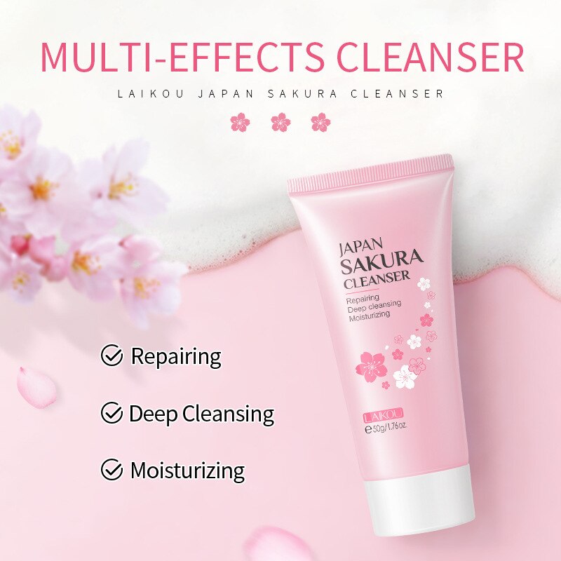 Sakura Cleanser Rich Foam Deep Clean Remove Grease Improve Oily Face Wash Cream Gentle Moisturizing Remove Blackhead Cleanser