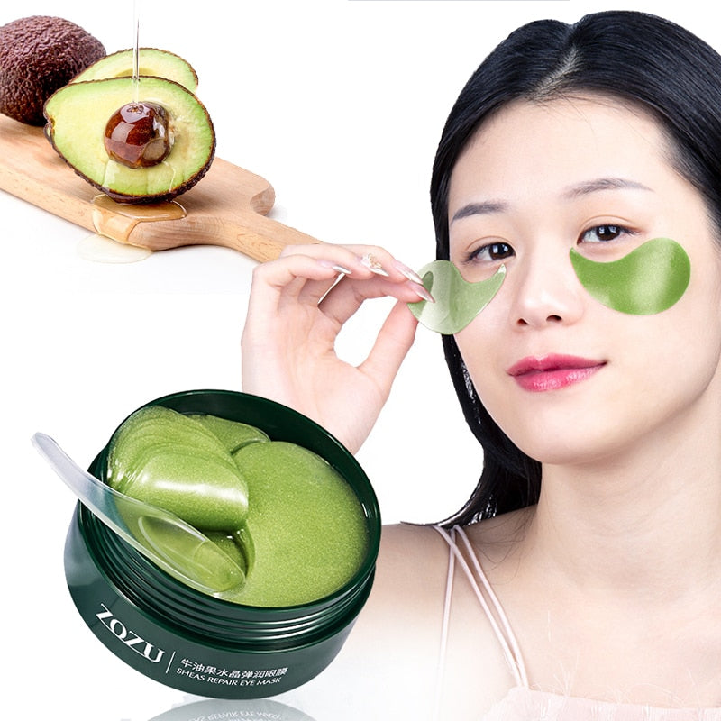 60 Pcs Avocado Collagen Mask Natural Moisturizing Gel Eye Patches Remove Dark Circles Anti Age Bag Eye Wrinkle Skin Care