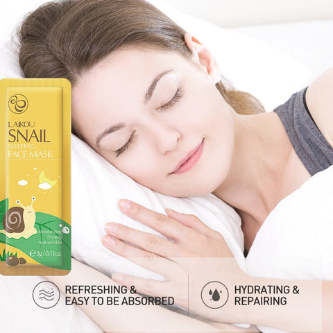 7pcs Snail Face Mask Sleeping Facial Mask No Washing Beauty Face Care Portable Travel Home Anti Wrinkle Moisturizing Skin Care