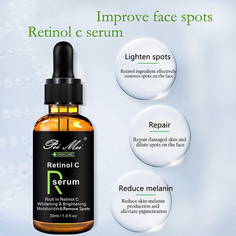 Retinol C Serum Face Repair Skin Serum Remove Spots Fade Spots Facial Serum Whiten Brighten Skin Care Face Essence 30ml