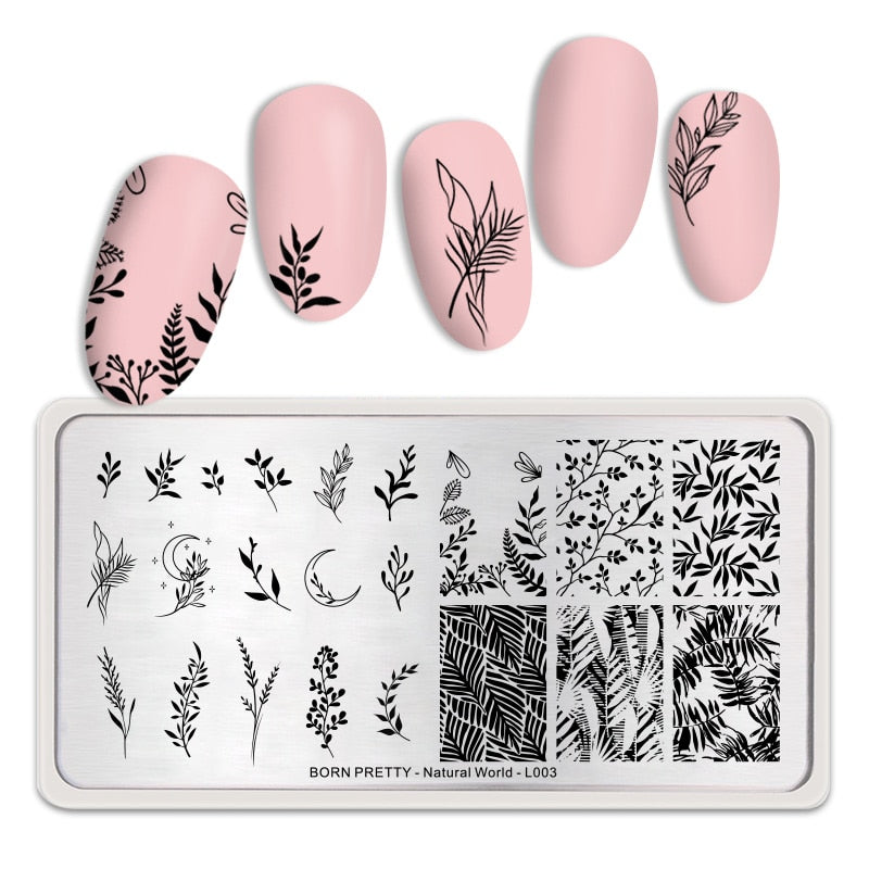 Christmas Gift BORN PRETTY Stamping Plates Fall Maple Leaves Image Nail Art Template Nail Design Stainless Steel Autumn Theme Nail Art Tools