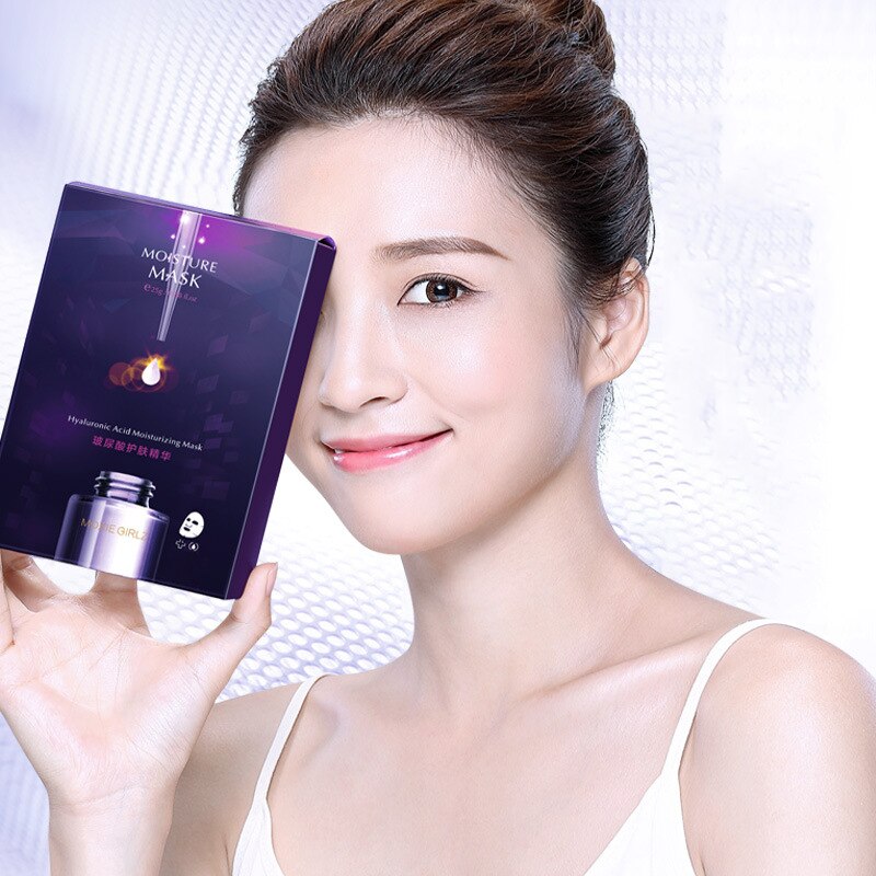Beyprern 10 Pieces Box Package Hyaluronic Acid Facial Mask Moisturizing Hydration Water Shrinks Pores Brighten The Skin