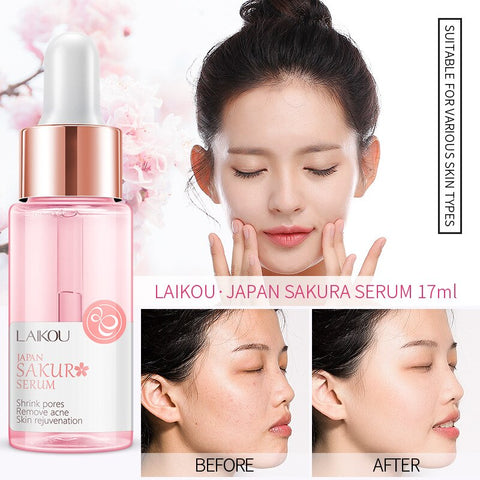Sakura Serum Essence Shrink Pores Moisturizing Refining Essence Whitening Anti Aging Oil Control Face Rejuvenation Skin Care