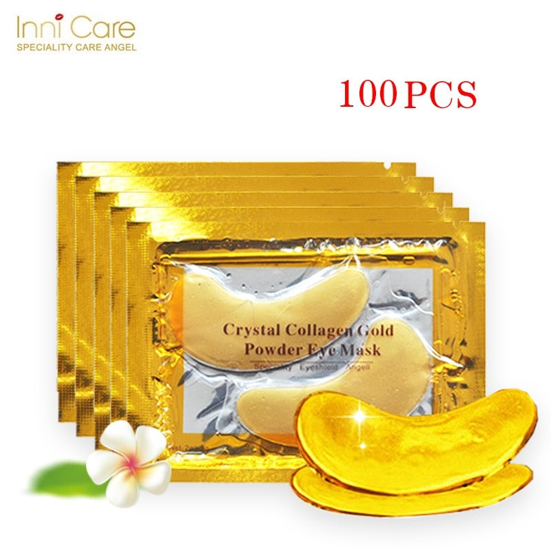 Beyprern 100P=50Pairs Crystal Collagen Gold Powder Eye Mask Anti-Aging Dark Circles Acne Beauty Patches For Eye Skin Korean Cosmetics
