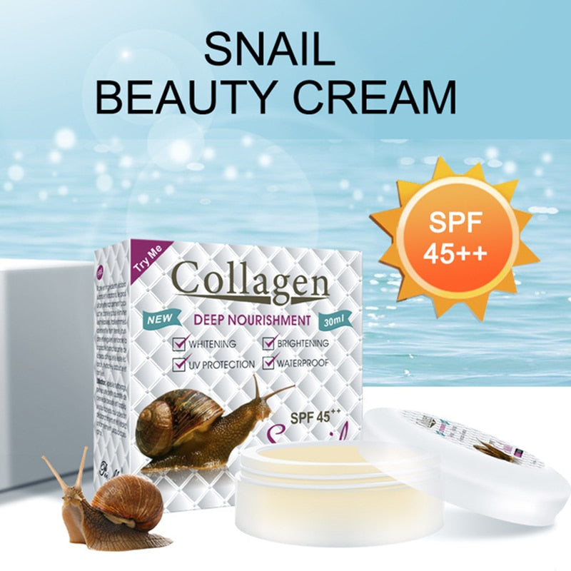 Snail Collagen Sunscreen Face Body Skin Care SPF45++ UV Sun Protection Cream Oil-Control Moistens Brightens Skin Pearl Concealer