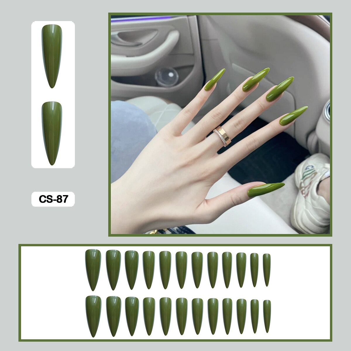 Graduation gifts 24pcs/box Long Trapezoid Drop Shaped False Nails With Glue Pure Color Elegant Nail Art Wearable Fake Nails With Wearing Tools