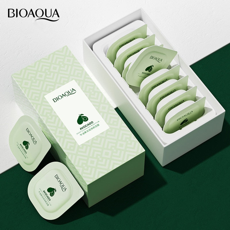 8Pcs/Set Avocado Extract Clearing Mud Cream Mask Moisturizing Oil-Control Acne Relief Smear Mask Boxed Skin Care Products