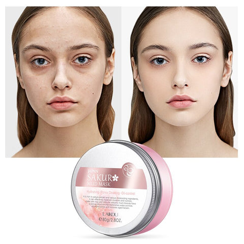 Sakura Mud Mask 80g Skin Care Set Sakura Essence 17 ml Deep Moisturizing Purifying Acne Blackheads and Oily Skin Cosmetic Kit