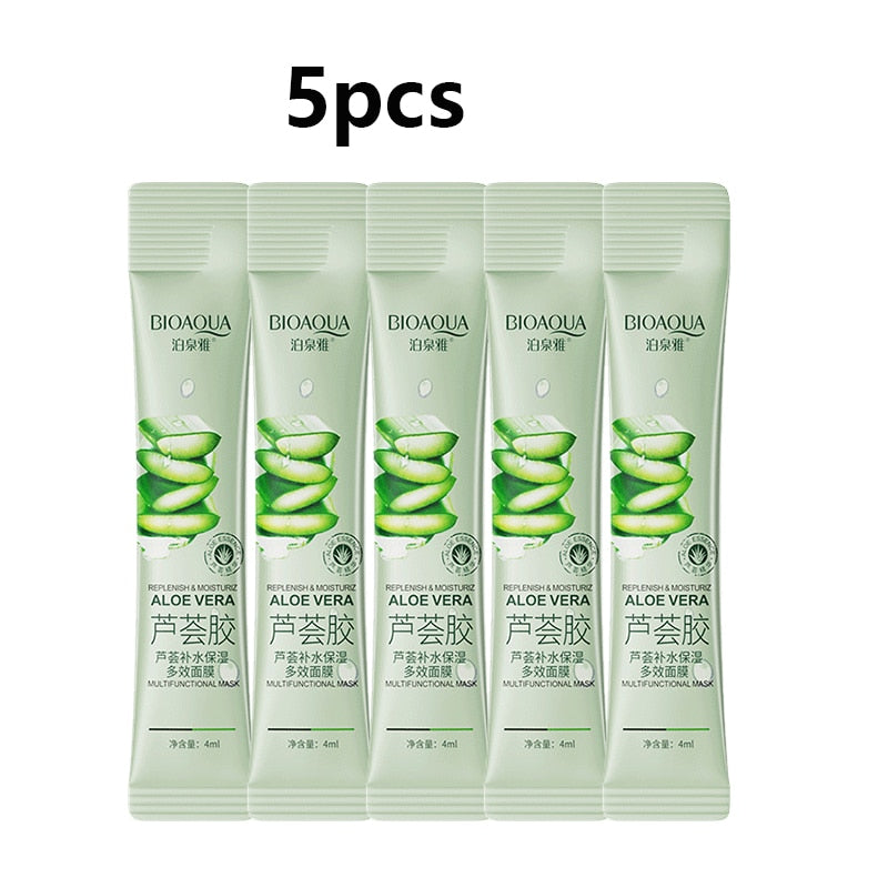 5pcs Aloe Vera gel Portable Facial Mask Soothing and Repairing After Moisturizing Hydrating Shrink Pores Sleep Mask Skin Care