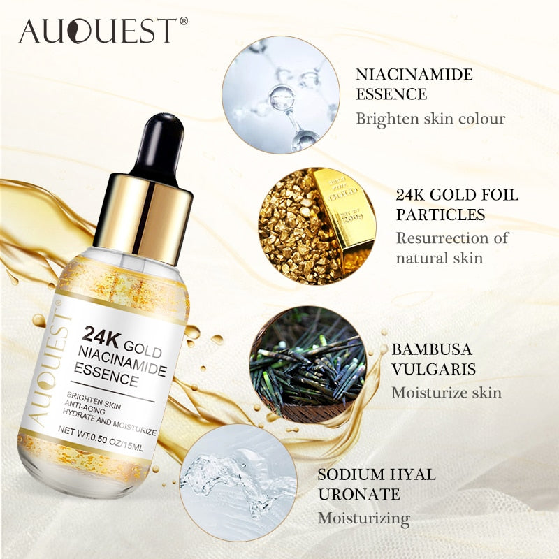 24k Gold Face Serum Hyaluronic Acid Serum Moisturizing Whitening Cosmetics Firming Anti Aging Wrinkle Face Skin Care