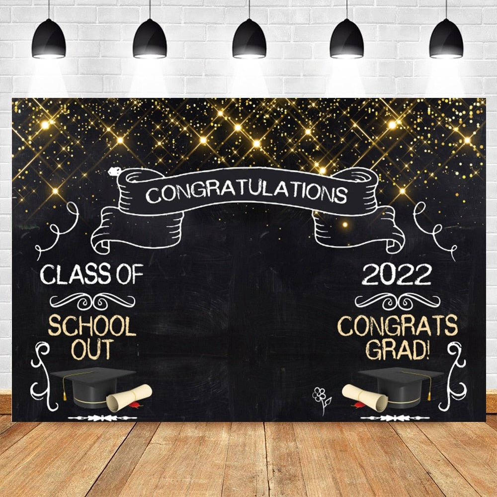 Congratulations Class Of 2022 Photography Backdrop Golden Spots Party Decoration Photographic Background Photophone Photo Studio