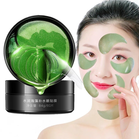 60pcs Seaweed Hydrating Eye Mask Hyaluronic Acid Dark Circle Anti-Aging Anti-Wrinkle Moisturizing Whitening Nourishing Skin Care