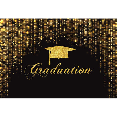 Graduation Party Photography Backdrop Class of 2022 Black and Golden Glitter Bokeh Spots Background Congrats Grad Banner Decor