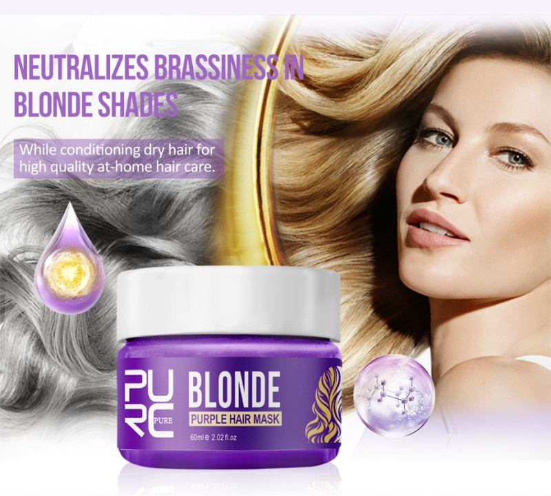 Hair Shampoo Keratin Olaplex Purple Hair Oil PURC Mask Repairs Frizzy Soft Smooth Removes Yellow And Brassy Tones Hair Care