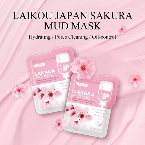 Japan Sakura Mud Face Mask Anti Wrinkle Night Facial Packs Skin Clean Dark Circle Moisturizer Anti-Aging Face Care Bagged Mask