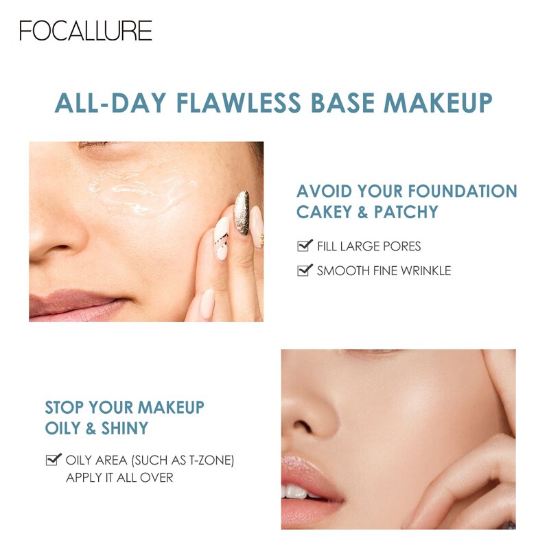FOCALLURE 2 Pcs Makeup Set Pore-Blurring Primer and Matte Foundation Base Cosmetic Facial Lightweight Matte Finish