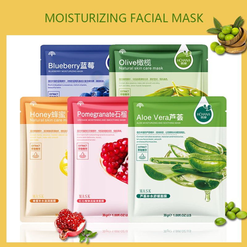 1Pcs Blueberry Mask Aloe Moisturizing Leaf Natural Fruit Plant  Facial Mask Combination Plant Care Moisturizing Face Skin Care