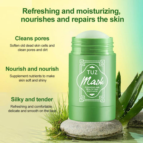 TUZ Green Tea Cleansing Solid Mask Blackhead Remover Nose Face Mask Pore Strip Tearing Black Mask Peeling Acne Care Unisex Mask