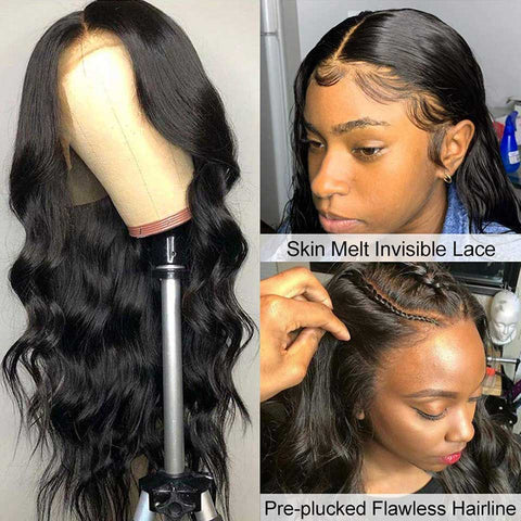 Beyprern 200 Density Body Wave Lace Front Wig 13X4 Hd Lace Frontal Wig Wet And Wavy Lace Front Human Hair Wigs Remy Transparent Lace Wigs
