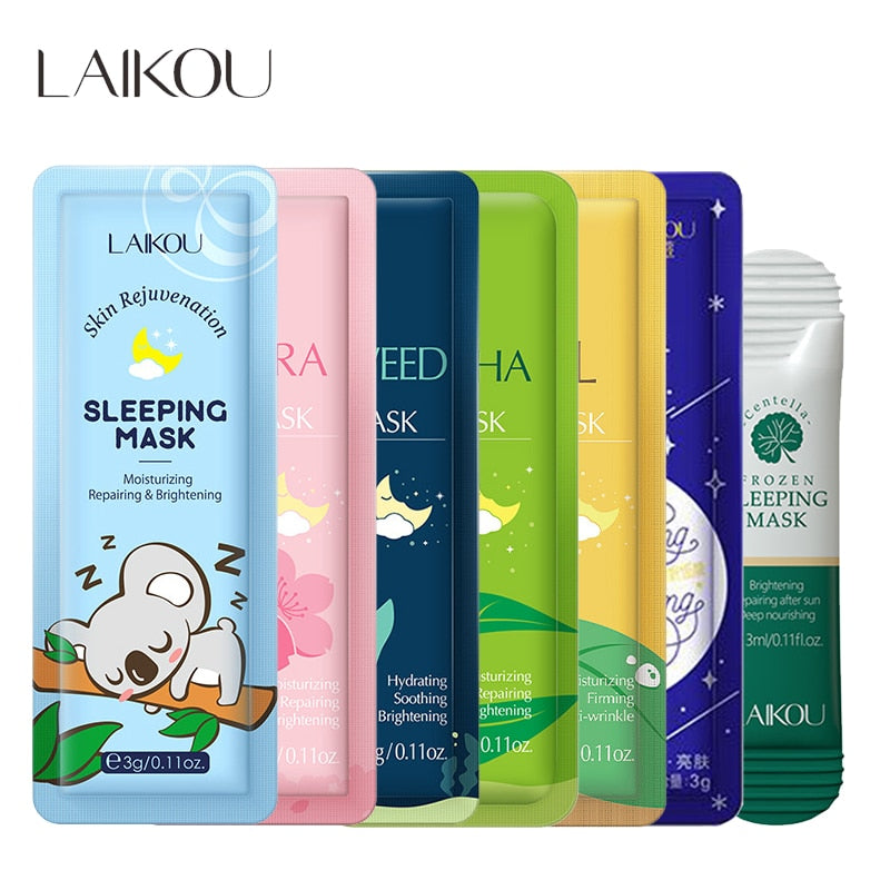 LAIKOU 7pcs Moisturizing Facial Mask Anti Wrinkle Hydrating Sleeping Face Sheet Masks Brightening Night Face Mask Anti Aging