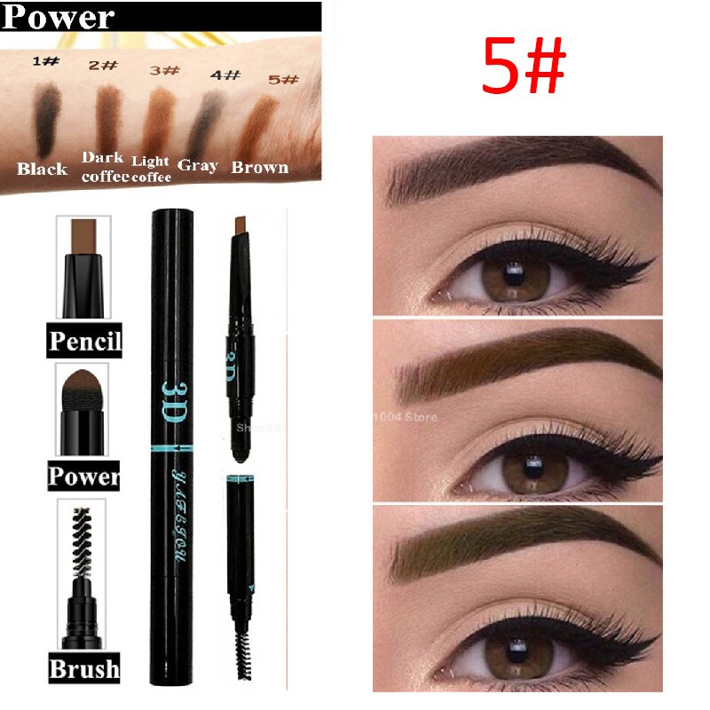 5 Colors 24 Hours Long-lasting Eyebrow Pencil Soft 3 In 1 Automatic Eyebrow Pencil Waterproof Anti-sweat Lasting Eyebrow Powder