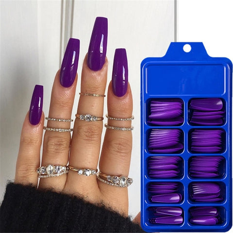 24/100Pcs Candy Color False Nail Tips Full Cover Matte Acrylic Ballerina Fake Nails Tip DIY Beauty Manicure Extension Tools