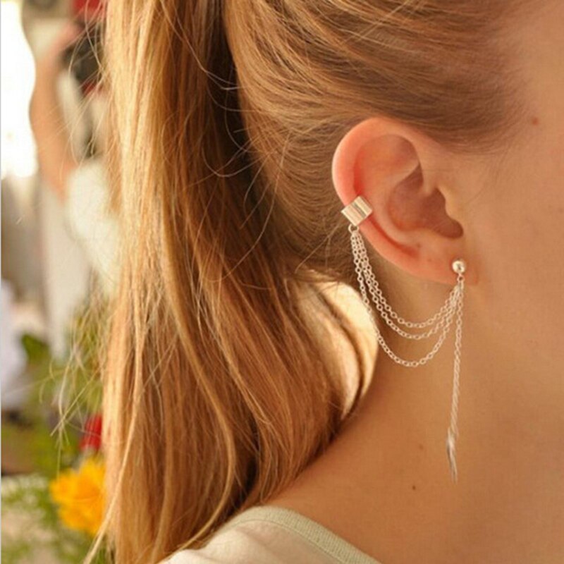 Fashion Gold Cuff Earrings Set Black Clip-on Ear Clips For Women Girl Men Punk Geometry New Year Jewelry Gift Wholesale Trend