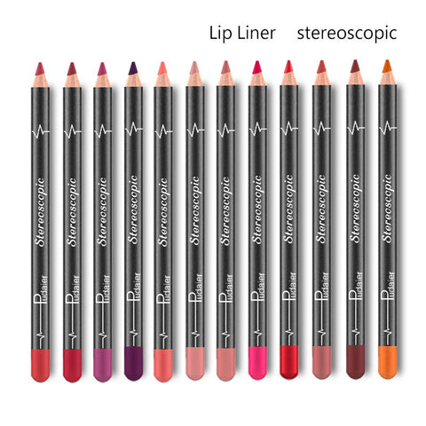 Beyprern 12 Colors Long-Lasting Lip Liner Matte Lipsticks Double Head Lip Pencil Waterproof Moisturizing Makeup Contour Cosmetics
