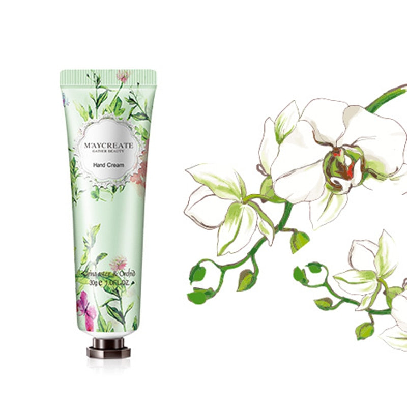 30g Flower Orchid Gardenia Chrysanthemum Vanilla Moisturizing Hydrating Hand Cream for Winter Hand Care Nourishing Skin Care