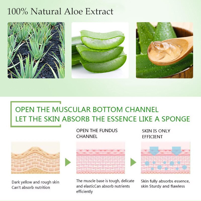Beyprern 100% Natural Aloe Vera Face Essense Nourishing Skin Firming Anti-Wrinkle Anti Acne Face Serum Whiten Brighten Skin Facial Serum