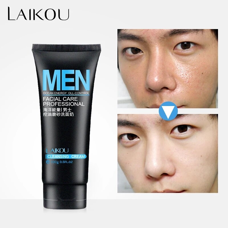LAIKOU Ocean Energy Men'S Oil Control Matte Facial Cleanser Deep Clean Norishing Moisturizing Blackhead Remove Scrub Face Care