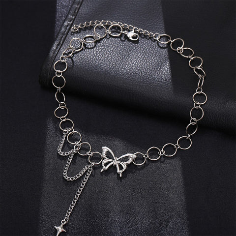 Trend Punk Butterfly Choker Neck Chain Necklace For Women Girl Cross Pendant Gothic Hip Hop Female Necklaces Jewelry Gift New