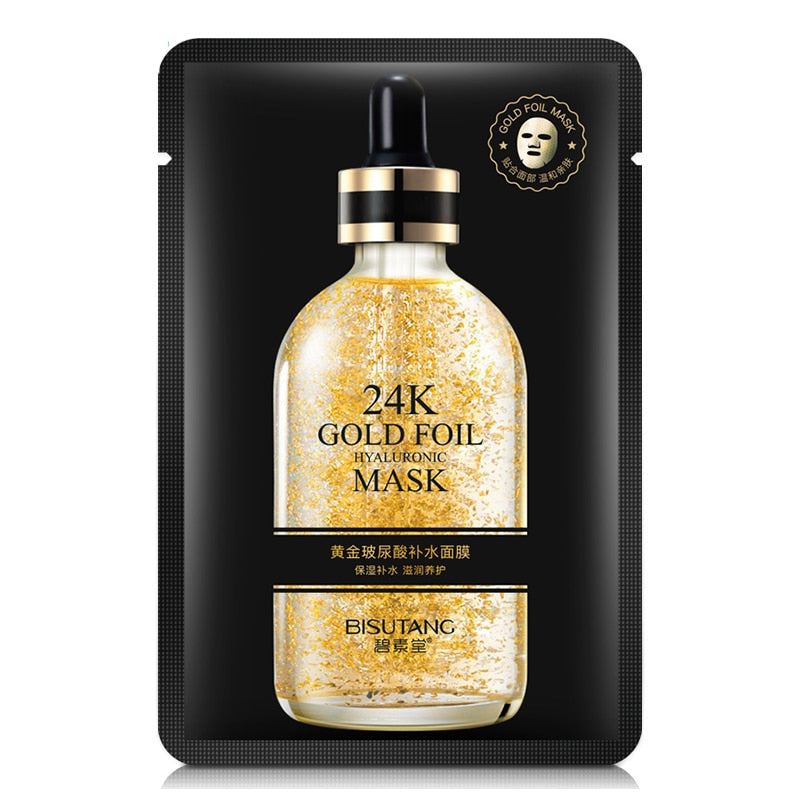 24k Gold Hyaluronic Acid Facial Mask Moisturizing Hydration Oil Control Shrink Pore Depth Replenishment Whitening Skin Care