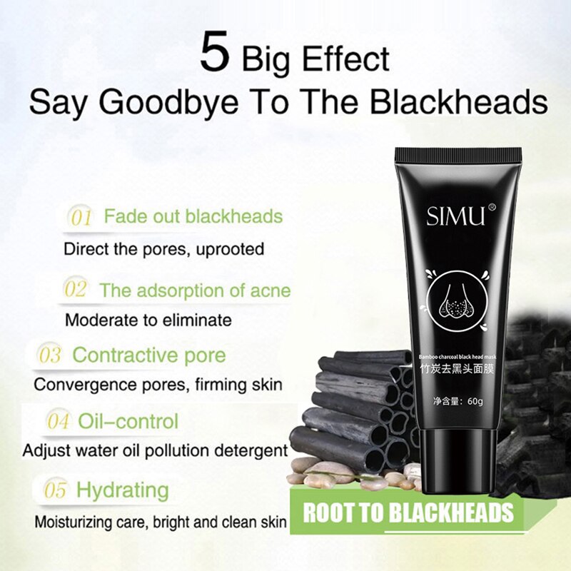Blackhead Clean Mask Face Skin Care Bamboo Charcoal Facial Masks Remove Blackhead Acne Peeling Mask Face Nose Deeply Cleansing