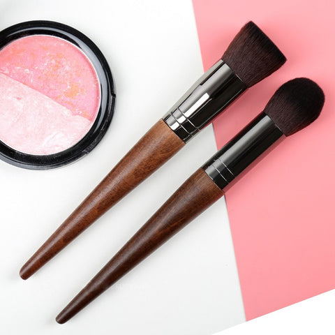 Vintage Wood Makeup Brush Set High Quality Flat Head Liquid Foundation Magic Brush Mixing Stack Suitable for Beauty