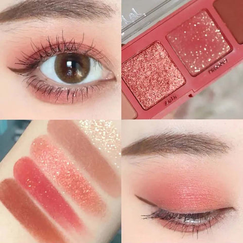 5 Colors Nude Matte  Palette Shimmer and Shine Eyeshadow Palette Matte Glitter Eyeshadow Palette Shiny Eye Shadow Eye Pigments