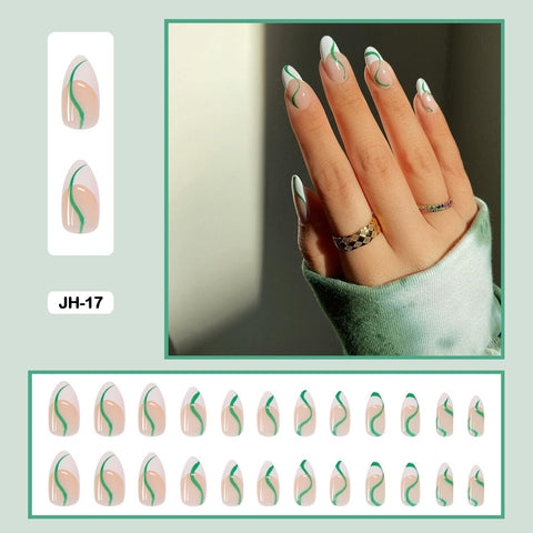 Graduation gifts Geometric Simplicity Nails Art Wearable Fake Nail With Glue And Sticker Short False Nails 24pcs/box With Wearing Tools