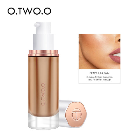 O.TWO.O Black Foundation Matte Cosmetics For Face Concealer Full Covering Moist Liquid Foundation Natural Whiten  Makeup Base