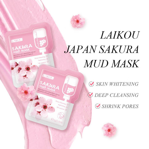 Japan Sakura Mud Face Mask Anti Wrinkle Night Facial Packs Skin Clean Dark Circle Moisturizer Anti-Aging Face Care Bagged Mask
