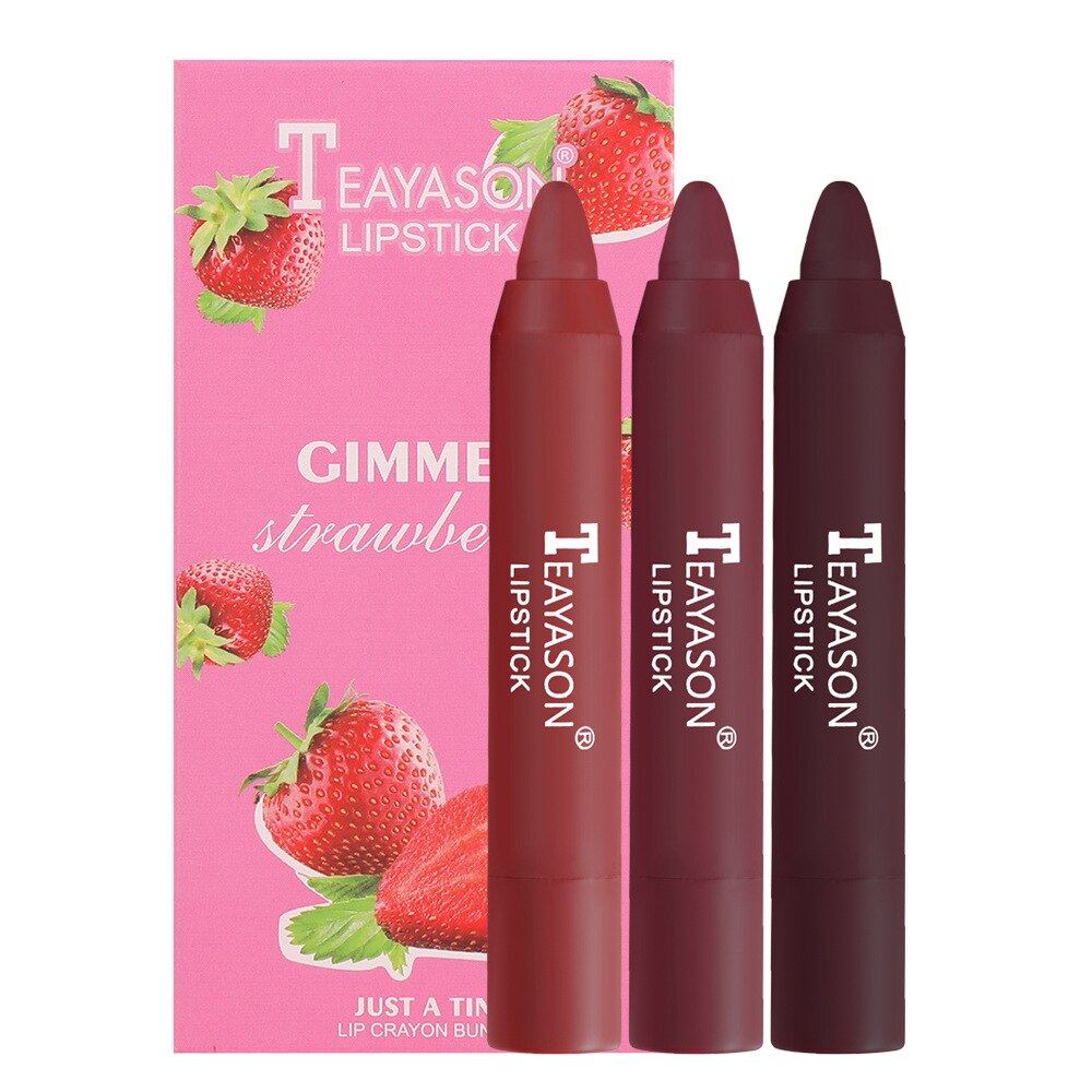 Graduation gifts 3-color matte crayon lipstick waterproof color rendering moisturizing easy color lasting lipstick pen cosmetics lipstick crayon