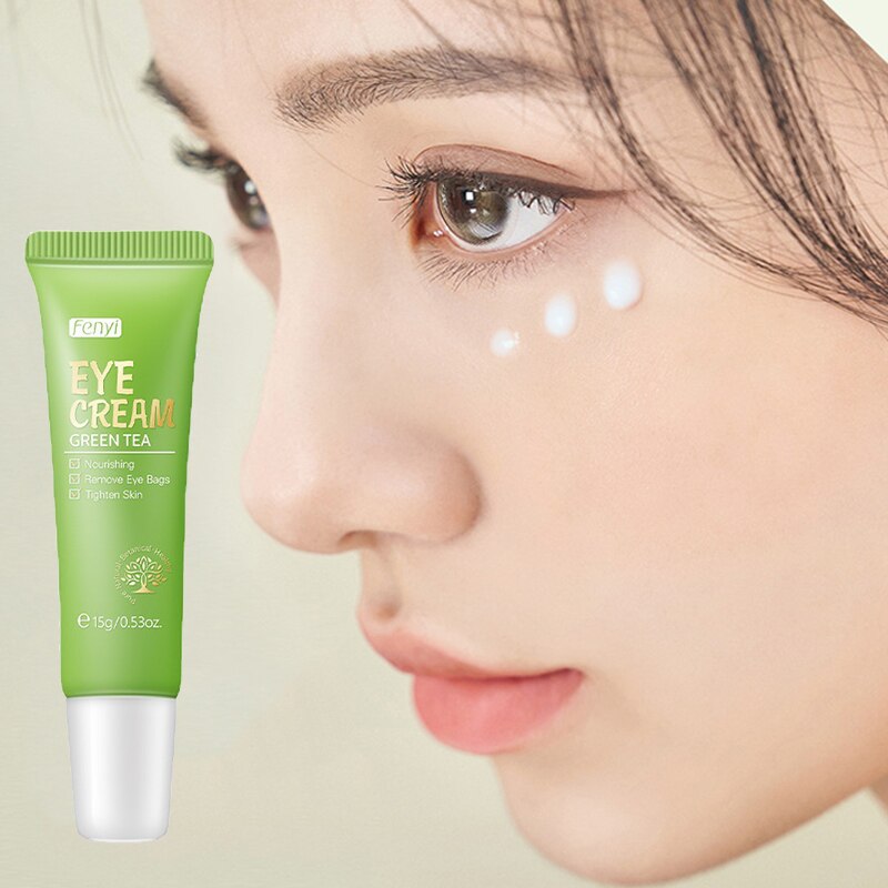 LAIKOU 15g Green Tea Eye Cream Anti-Wrinkle Anti Puffiness Dark Circles Moisturizing Firming Brighten Skin Care Korean Cosmetics