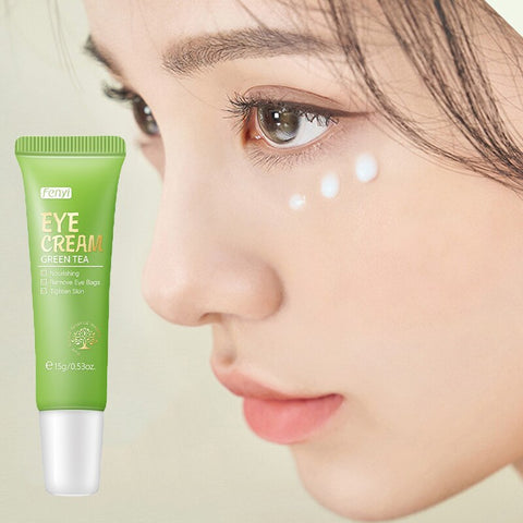 LAIKOU 15g Green Tea Eye Cream Anti-Wrinkle Anti Puffiness Dark Circles Moisturizing Firming Brighten Skin Care Korean Cosmetics