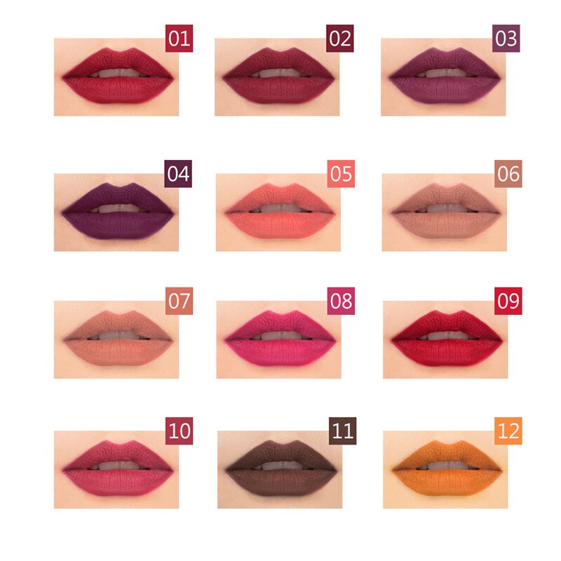 Beyprern 12 Colors Long-Lasting Lip Liner Matte Lipsticks Double Head Lip Pencil Waterproof Moisturizing Makeup Contour Cosmetics