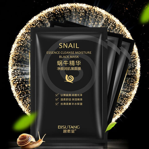Beyprern 10 Pieces Snail Essence Cleansing Smooth Black Facial Mask Moisturizing Exfoliating Collagen Anti-Aging Oil-Control Freckle Mask