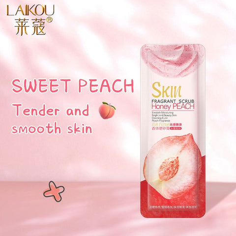 7pcs Laikou Peach Tender Smooth Body Scrub Deep Cleansing Exfoliating Oil-Control Moisturizing Whitening Brighten Skin Care